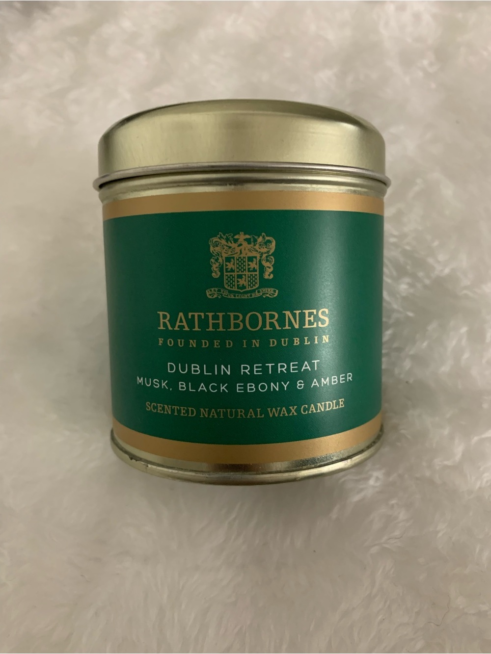 Rathbornes Dublin Retreat Scented Tin Candle - Green & Gold